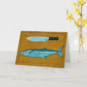 Makreel en Mes Gevouwen Wenskaart Kaart (Gele Bloem)