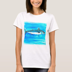 Makreel vis waterverf oceaan onder de zee t-shirt