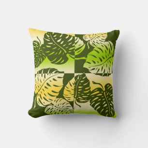 Makua Monstera Hawaïaans gestreepte blend kussens