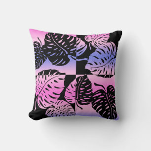 Makua Monstera Hawaïaans gestreepte blend kussens