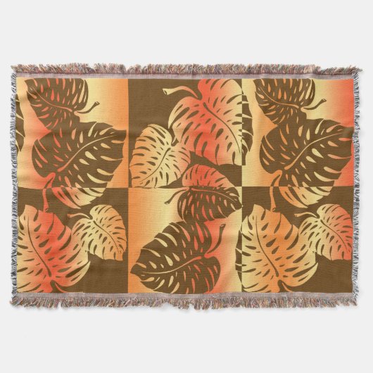 Makua Monstera Hawaiian Striped Blend Blankets Deken (Voorkant)