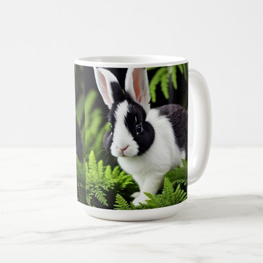 Mal Le Lapin Noir Et Blanc, Mug (Devant droit)