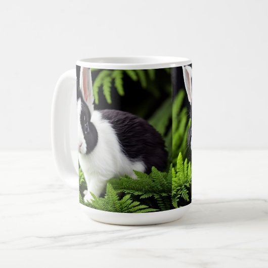 Mal Le Lapin Noir Et Blanc, Mug (Devant gauche)