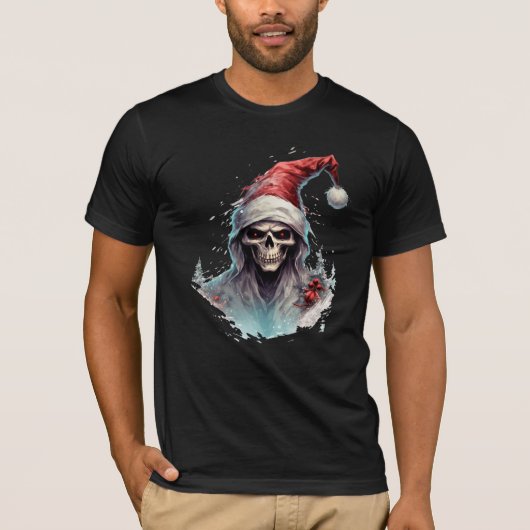 Mal Noël Père Noël : T-shirt Père Noël Skeleton (Devant)