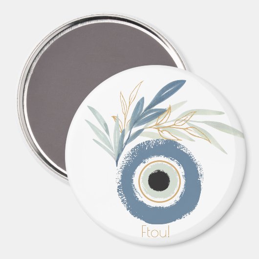 Mal oeil abstrait bleu avec aimant feuille (Recto/Verso)