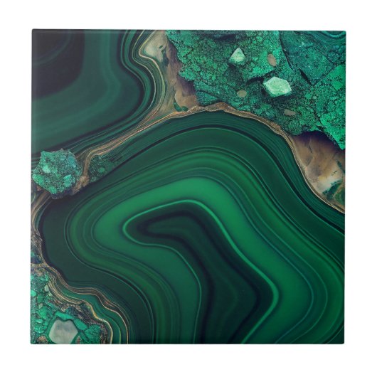 Malachiet Cu6CO3(OH)2 Tegeltje (Voorkant)