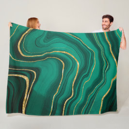 Malachiet groen goud marmer fleece deken