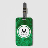 Malachietmineraalmonogram Bagagelabel (Voorkant (verticaal))