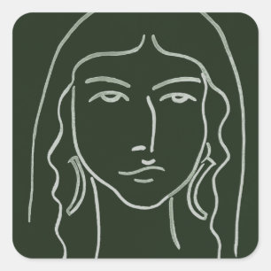 Malachietportret met Long Hair Vierkante Sticker