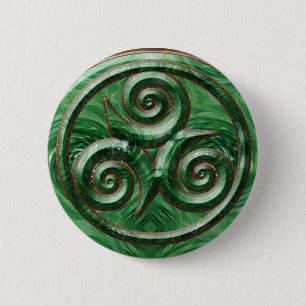 Malachite Triskel Ronde Button 5,7 Cm