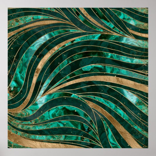 Malachite Wavy Pattern Poster (Voorkant)