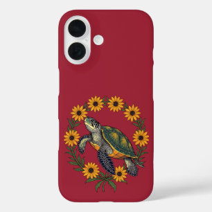 Malaclemys Waterschildpad En Black Eyed Susan Bloe iPhone 16 Hoesje