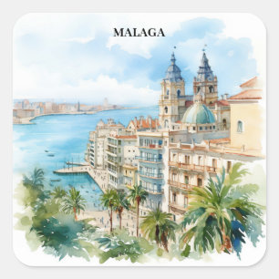 Malaga Andalusië Spanje Reizen Vierkante Sticker