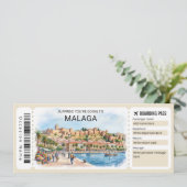 Malaga Spain Trip Boarding Pass Ticket Kaart (Staand voorkant)