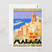 Malaga Spain vintage Briefkaart (Voorkant / Achterkant)