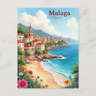 Malaga Spanje Aquarel Schilderen Reizen aquarel Briefkaart