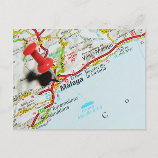 Malaga, Spanje Briefkaart (Voorkant)