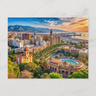 Malaga Spanje Cityscape Briefkaart