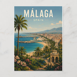 Malaga Spanje Costa Del Sol Middellandse Zee Reize Briefkaart