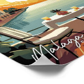 Malaga Spanje Kunst vintage reisillustratie Poster (Hoek)