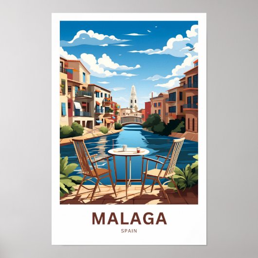Malaga Spanje Reisprint Poster (Voorkant)