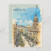 Malaga Spanje Reizen Briefkaart (Voorkant / Achterkant)
