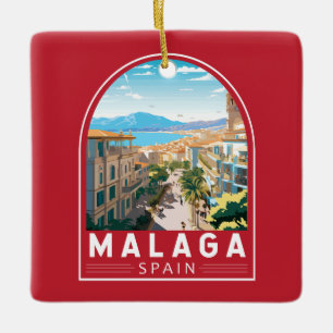 Malaga Spanje Reizen Kunst Vintage Keramisch Ornament