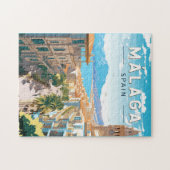 Malaga Spanje Reizen Kunst Vintage Legpuzzel (Horizontaal)