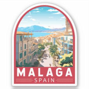 Malaga Spanje Reizen Kunst Vintage Sticker