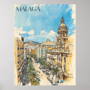 Malaga Spanje Reizen Poster