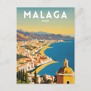 Malaga Spanje Vintage Briefkaart