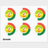 Malagassische Vlag & Zegel, Vlag van Madagaskar Ronde Sticker (Vel)