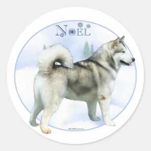 Malamute d'Alaska Noel - autocollant