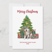 Malamute Dog Familie Kerstmis Feestdagenkaart (Voorkant)