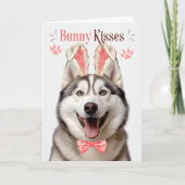 Malamute Dog in Bunny Ears voor Pasen Feestdagen Kaart (Voorkant)