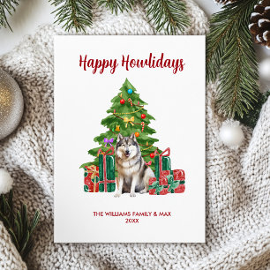 Malamute-hondenfamilie Kerstmis Feestdagenkaart