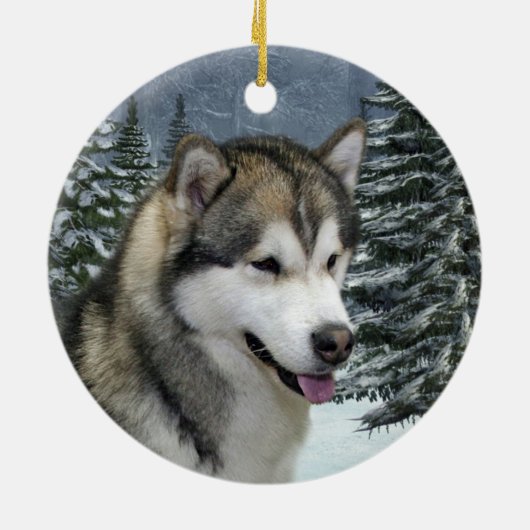 Malamute kerstversiering keramisch ornament (Achterkant)