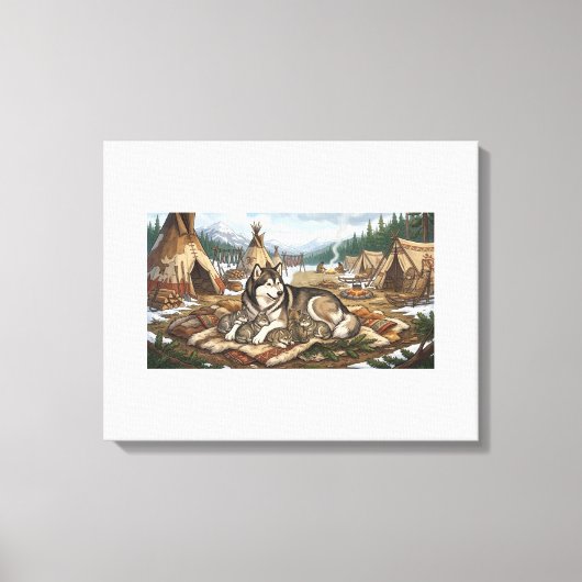 Malamute Moeder Versie 2 Canvas Afdruk (Voorkant)