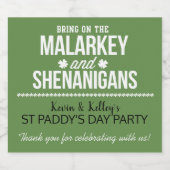 Malarkey & Shenanigans Étiquettes de bouteilles de (Étiquettes simples)