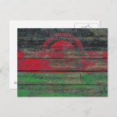 Malawi Flag op Rough Wood Boards Effect Briefkaart (Voorkant / Achterkant)