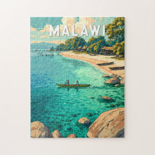 Malawi Illustratie Reis Kunst Vintage Legpuzzel
