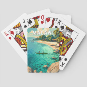 Malawi Illustratie Reis Kunst Vintage Pokerkaarten