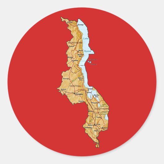 Malawi Kaart Sticker (Voorkant)