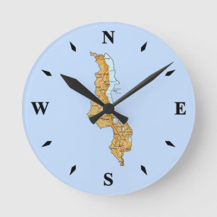 Malawi Map Clock Ronde Klok