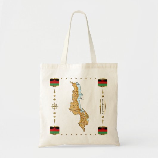 Malawi Map + Flags Bag Tote Bag (Voorkant)