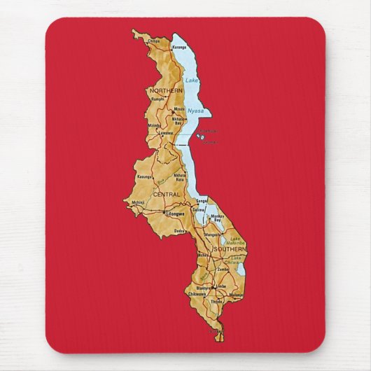 Malawi Map Mousepad Muismat (Voorkant)