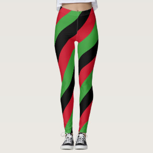 Malawi National Flag Colors Diagonal Striped Leggings