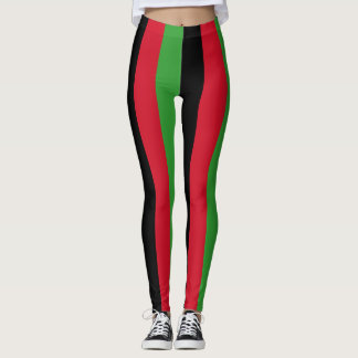 Malawi National Flag Colors Vertical Striped Leggings