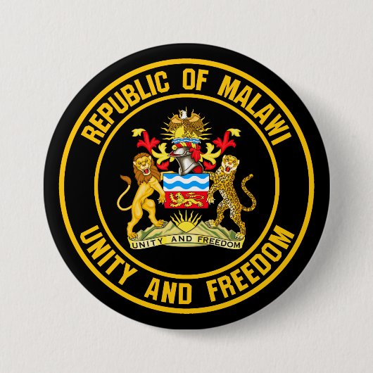 Malawi Round Emblem Ronde Button 7,6 Cm (Voorkant)