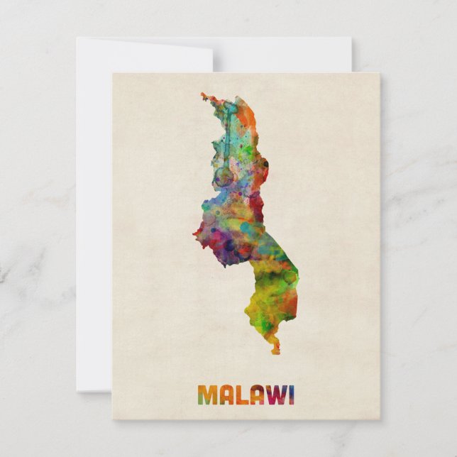 Malawi Waterverf Map (Voorkant)